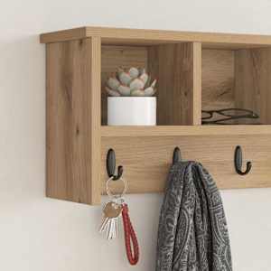 Nástěnný věšák na kabáty s policí dub artisan 75 x 16 x 26 cm - obrázek 4