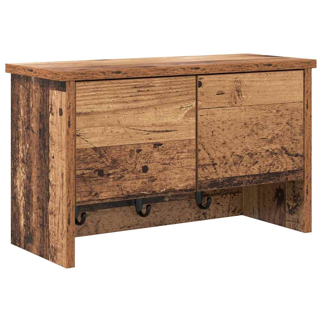Seinälle asennettava takkihylly Vanha puu 50 x 20 x 30 cm