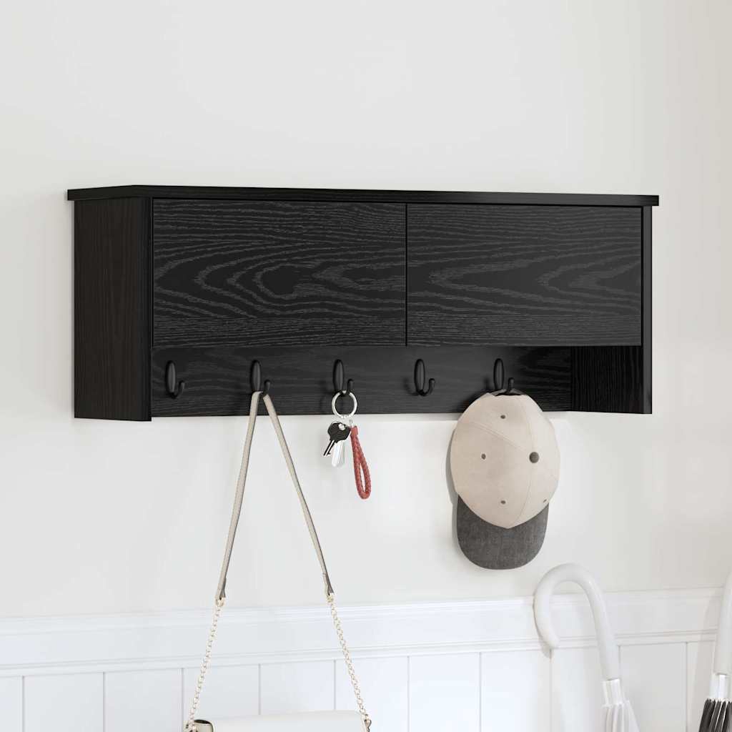 Seinälle asennettava takkihylly Musta tammi 80 x 20 x 30 cm