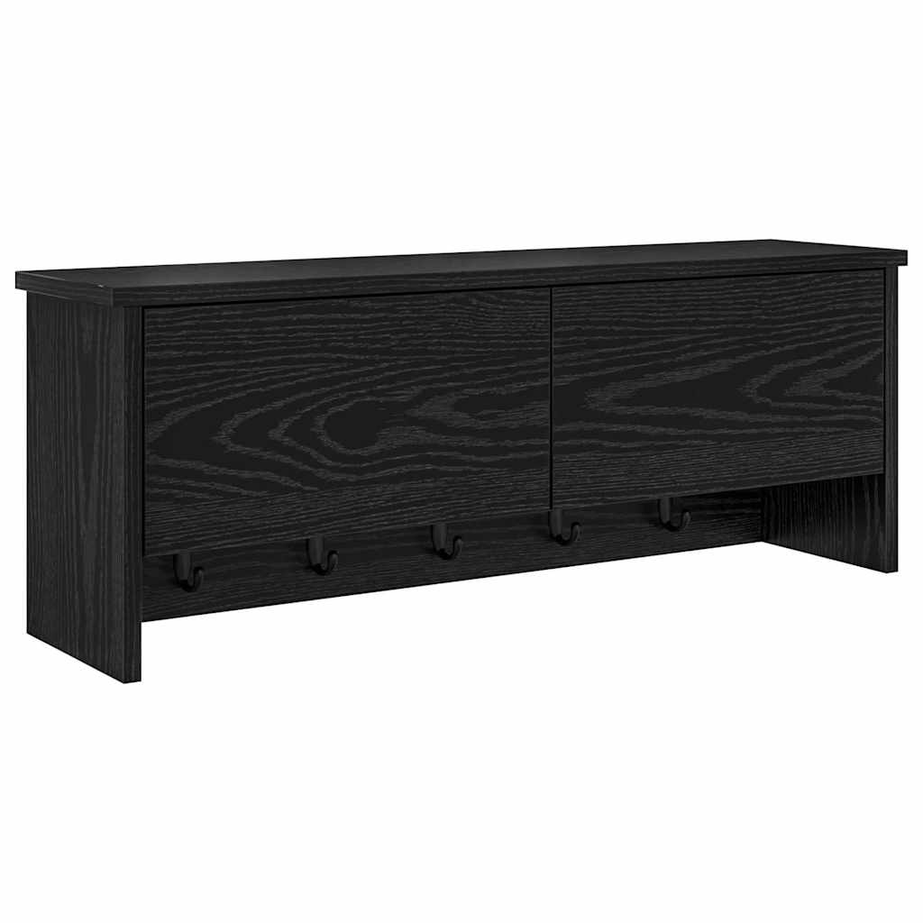 Seinälle asennettava takkihylly Musta tammi 80 x 20 x 30 cm