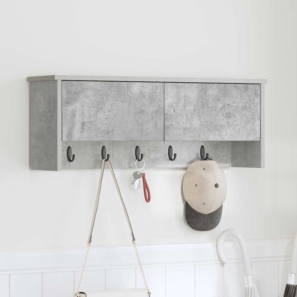 Seinälle asennettava takkihylly Betoninharmaa 80 x 20 x 30 cm