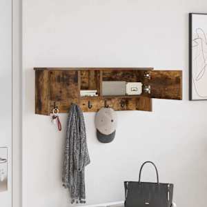 Nástěnný věšák na kabáty s policí Kouřový dub 80 x 20 x 30 cm - obrázek 4