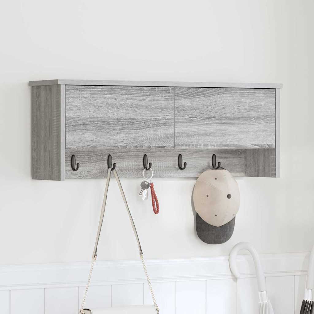 Seinälle asennettava takkihylly Harmaa sonoma 80 x 20 x 30 cm