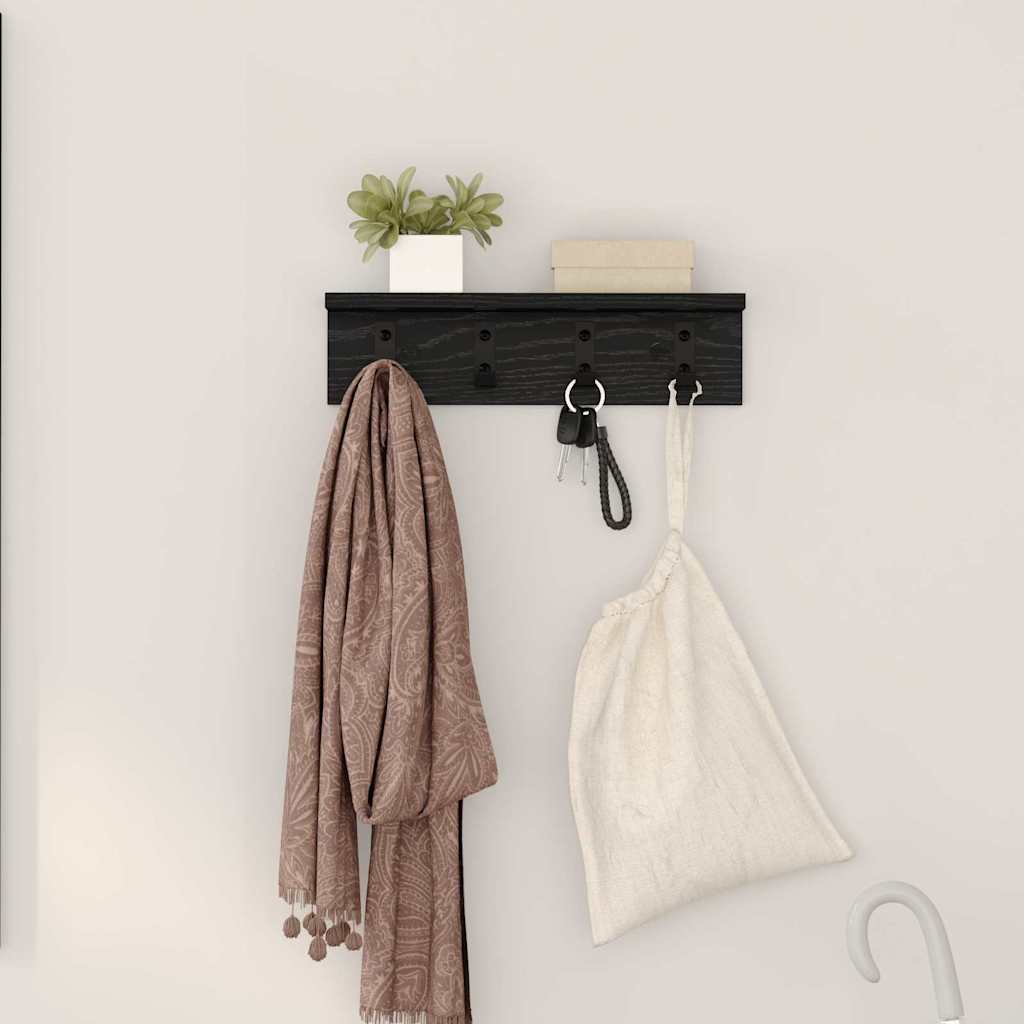 Seinälle asennettava takkihylly Musta tammi 40 x 10.5 x 10.5 cm