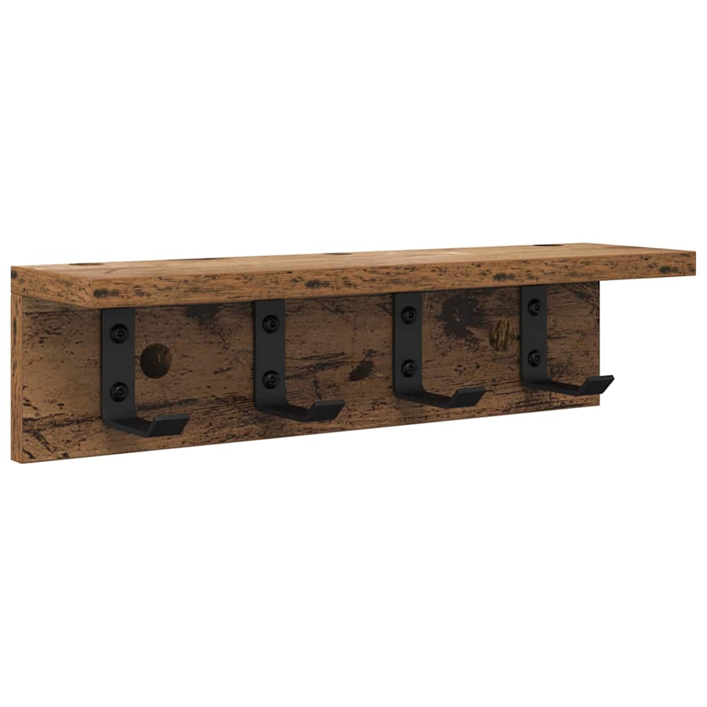 Seinälle asennettava takkihylly Vanha puu 40 x 10.5 x 10.5 cm