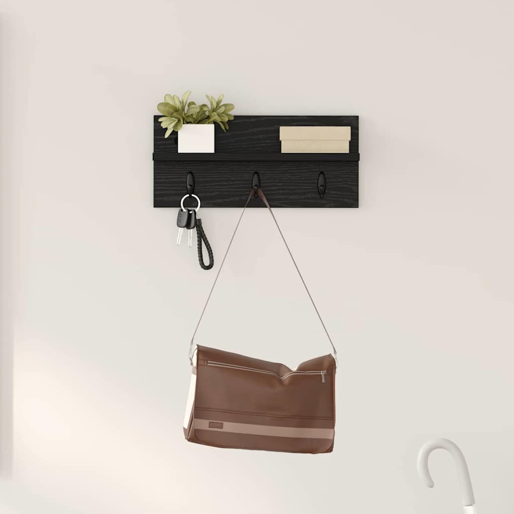 Seinälle asennettava takkihylly Musta tammi 40 x 10.5 x 18 cm