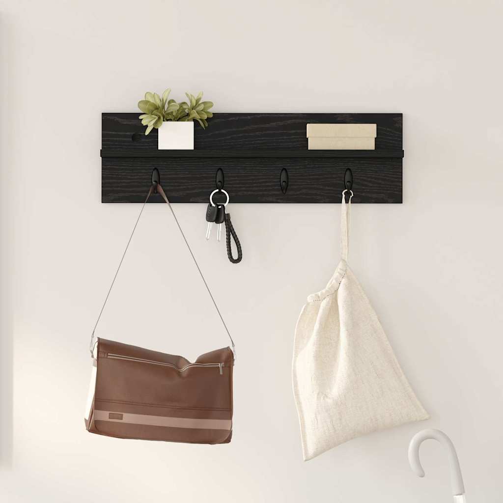 Seinälle asennettava takkihylly Musta tammi 60 x 10.5 x 18 cm