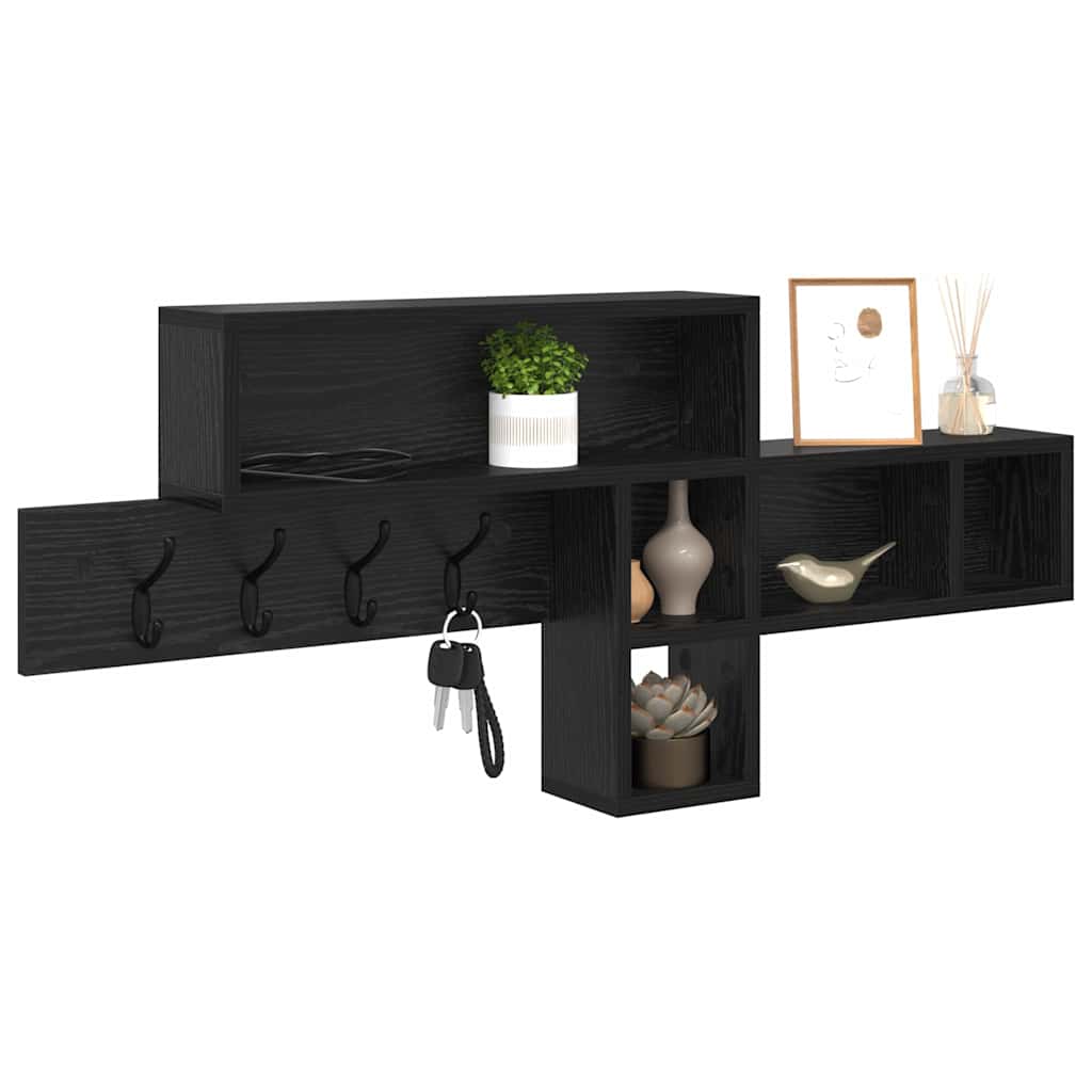 vidaXL Wandgemonteerde kapstok Zwart eiken 100 x 12 x 43.5 cm