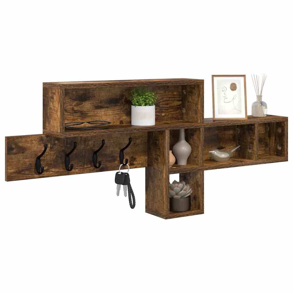 vidaXL Wandgemonteerde kapstok Gerookt eiken 100 x 12 x 43.5 cm