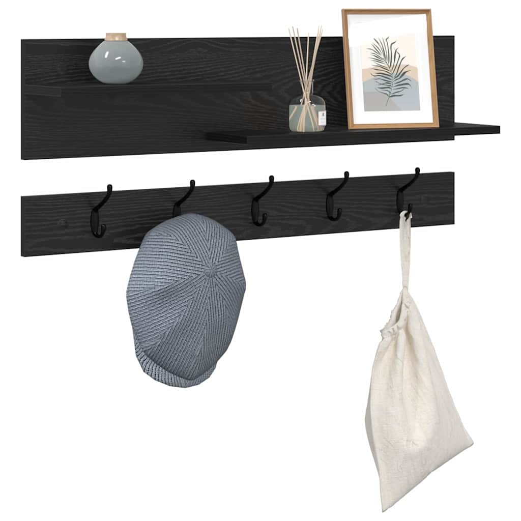 vidaXL Wandgemonteerde kapstok met plank Zwart eiken 90 x 15 x 36 cm