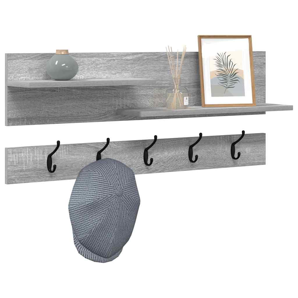 vidaXL Wandgemonteerde kapstok met plank Grijs sonoma 90 x 15 x 36 cm