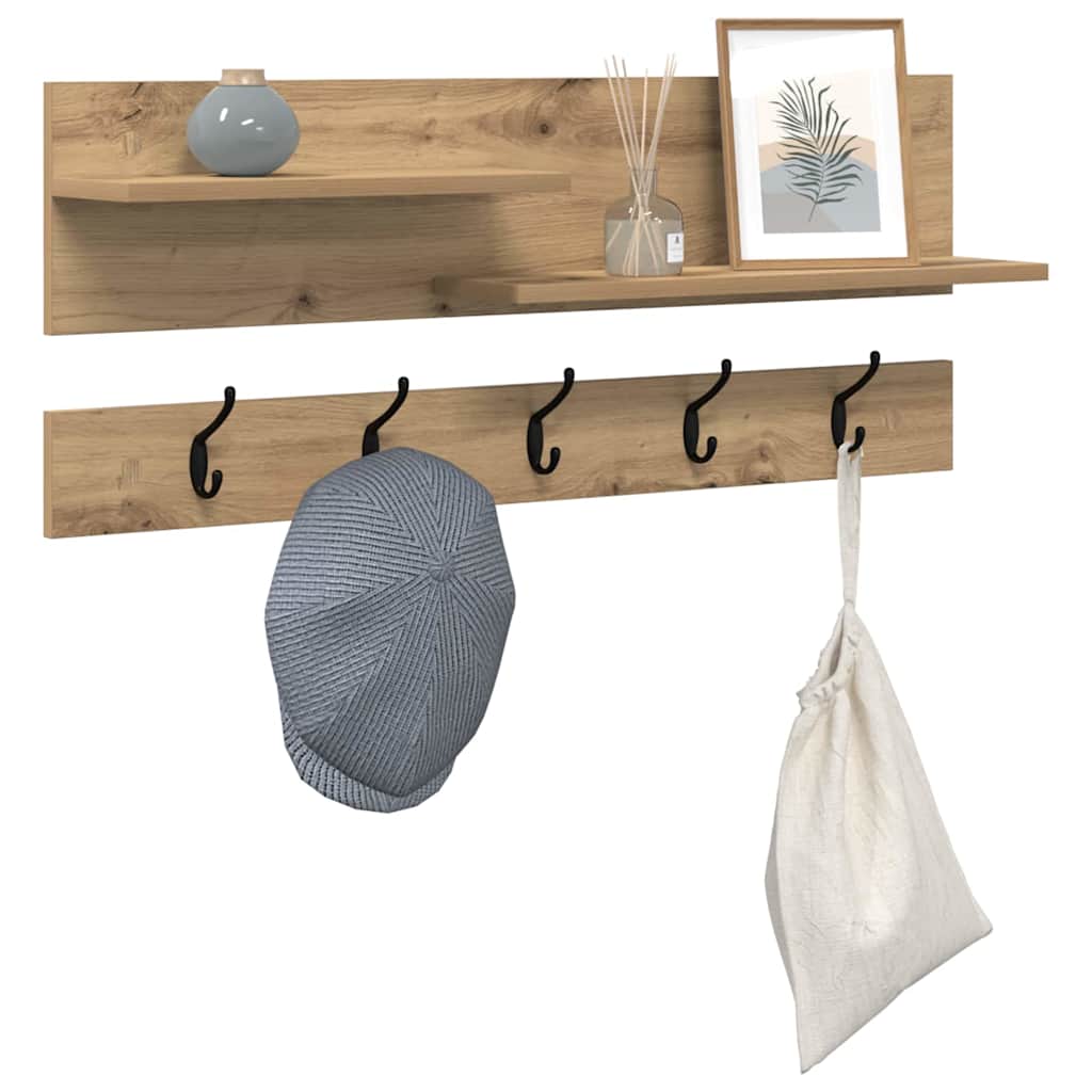 vidaXL Wandgemonteerde kapstok artisanaal eikenkleurig 90 x 15 x 36 cm