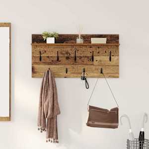 Nástěnný věšák na kabáty s policí Staré dřevo 80 x 40 x 12 cm - obrázek 1