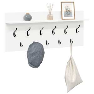 Nástěnný věšák na kabáty Bílá 100 x 40 x 12 cm Kompozitní dřevo - obrázek 3
