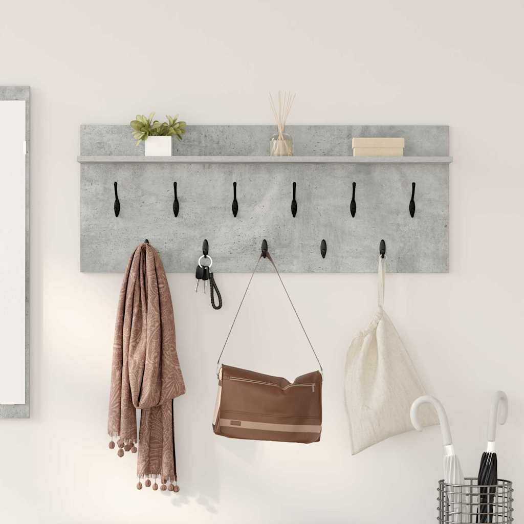 Seinälle asennettava takkihylly Betoninharmaa 100 x 40 x 12 cm