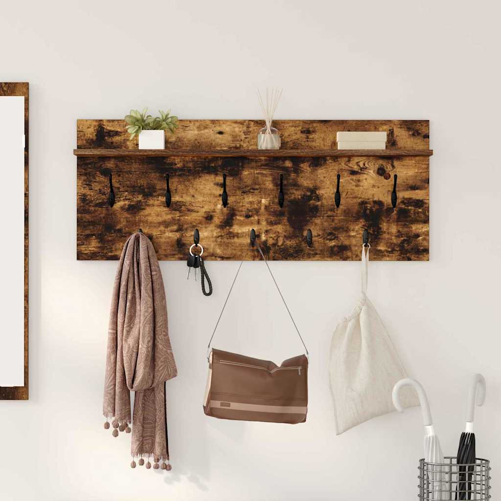 Wandgemonteerde kapstok Gerookt eiken 100 x 40 x 12 cm