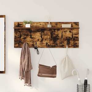 Nástěnný věšák na kabáty s policí Kouřový dub 100 x 40 x 12 cm - obrázek 1