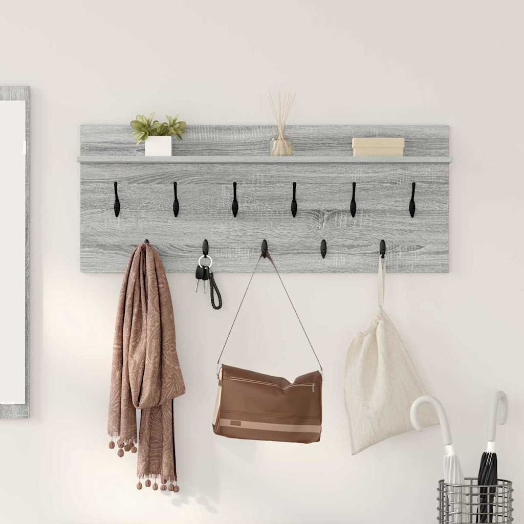 Seinälle asennettava takkihylly Harmaa sonoma 100 x 40 x 12 cm