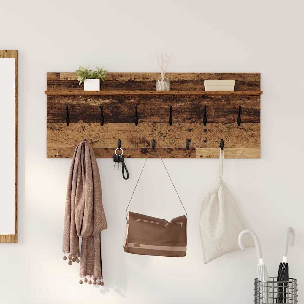 Seinälle asennettava takkihylly Vanha puu 100 x 40 x 12 cm