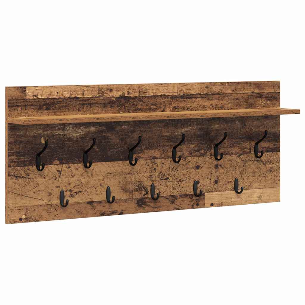Seinälle asennettava takkihylly Vanha puu 100 x 40 x 12 cm