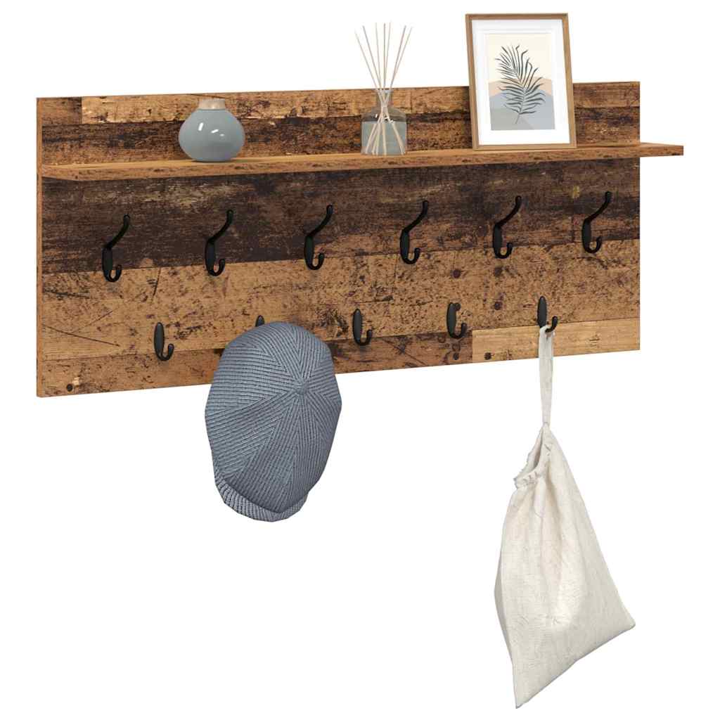 vidaXL Wandgemonteerde kapstok met plank Oud hout Bewerkt hout