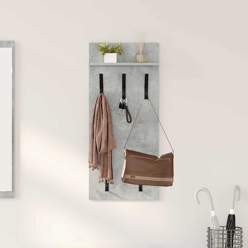 Seinälle asennettava takkihylly Betoninharmaa 90 x 40 x 10 cm