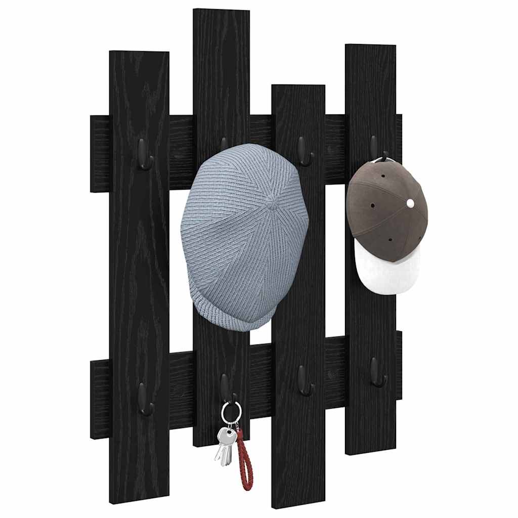 vidaXL Wandgemonteerde kapstok Zwart eiken 60 x 3 x 82 cm Bewerkt hout