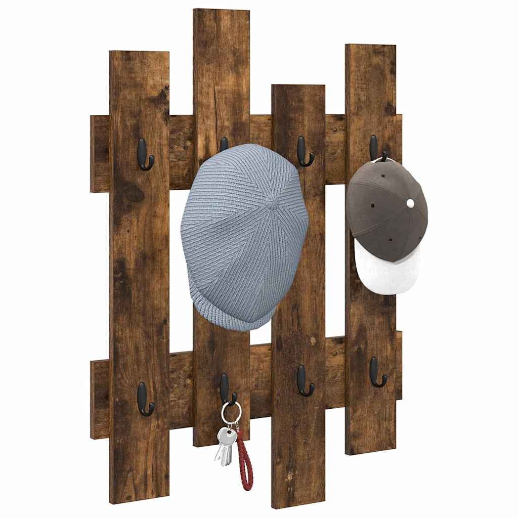 vidaXL Wandgemonteerde kapstok met opslag Gerookt eiken 60 x 3 x 82 cm