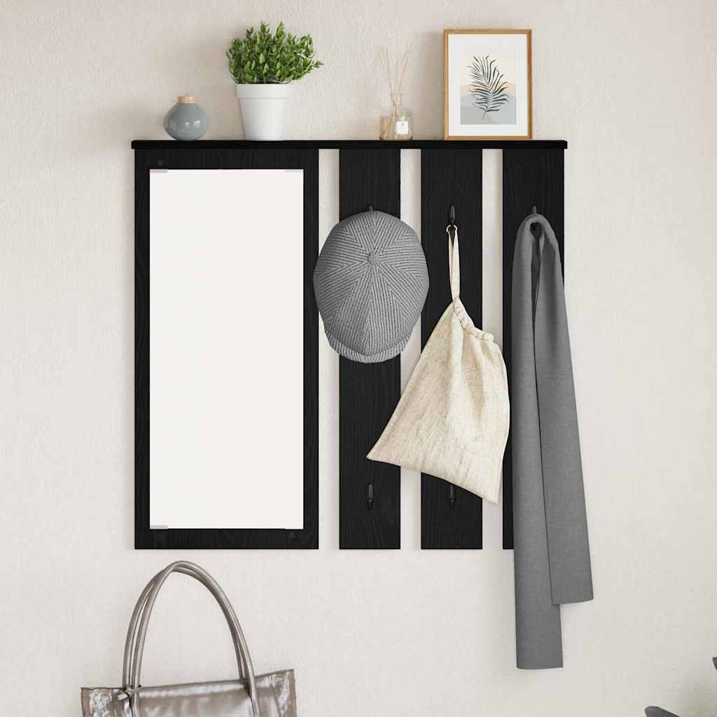 Seinälle asennettava takkihylly Musta tammi 84 x 10 x 80 cm
