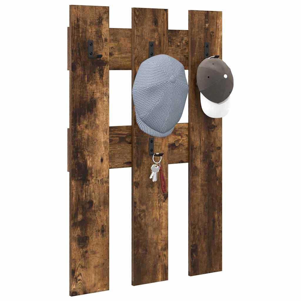 vidaXL Wandgemonteerde kapstok Gerookt eiken 65 x 3 x 100 cm
