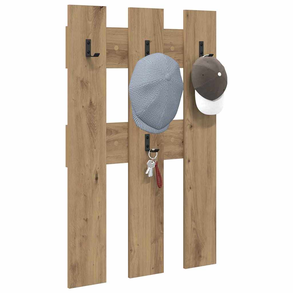 vidaXL Wandgemonteerde kapstok artisanaal eikenkleurig 65 x 3 x 100 cm