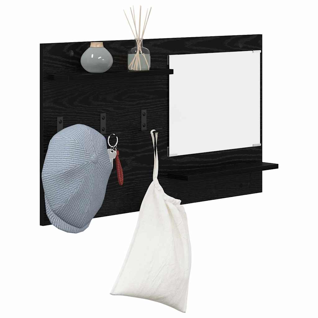 vidaXL Wandgemonteerde kapstok met plank Zwart eiken 90 x 10 x 50 cm