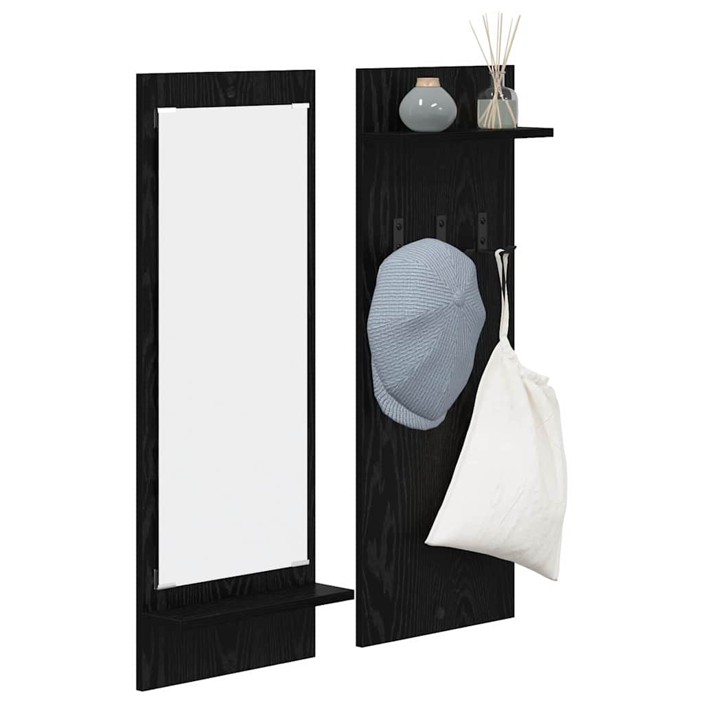 vidaXL Wandgemonteerde kapstok met plank Zwart eiken 70 x 10 x 90 cm