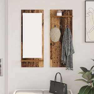 Nástěnný věšák na kabáty s policí Staré dřevo 70 x 10 x 90 cm - obrázek 1