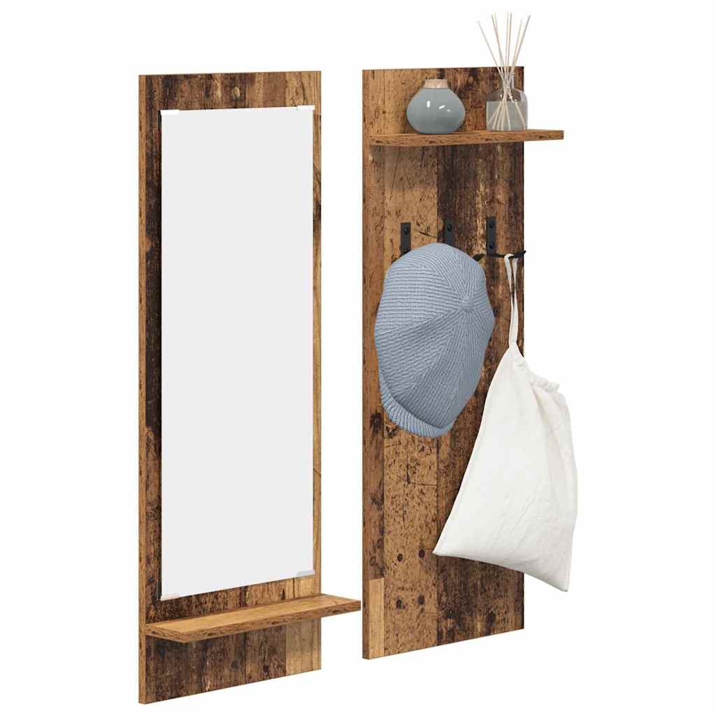 vidaXL Wandgemonteerde kapstok Oud hout 70 x 10 x 90 cm Bewerkt hout