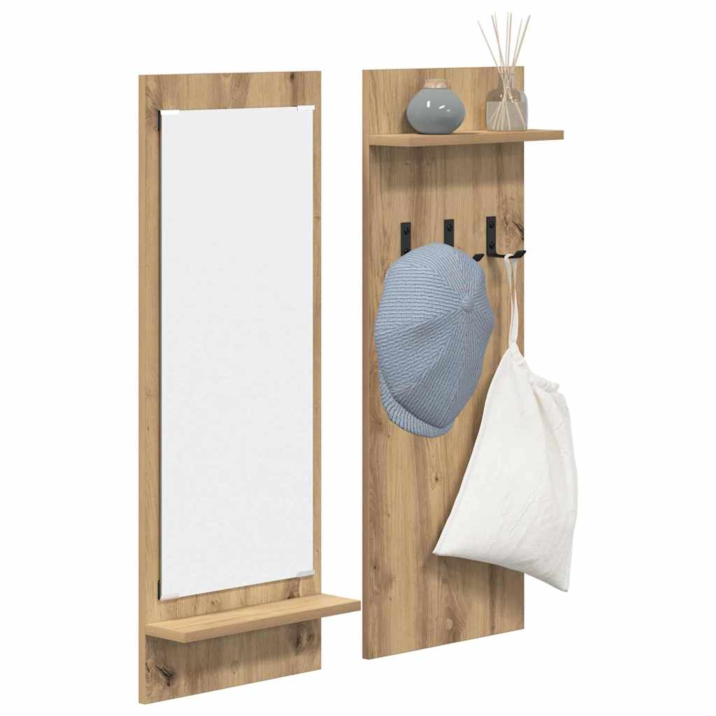 vidaXL Wandgemonteerde kapstok artisanaal eikenkleurig 70 x 10 x 90 cm