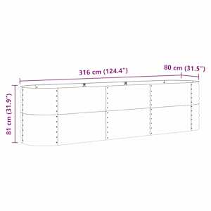 Vyvýšený záhon Hnědá 320 x 80 x 81 cm Ocel - obrázek 11