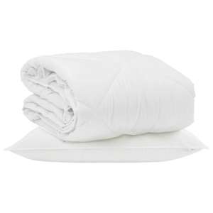 Letní přikrývka s polštářem 2 pcs Bílá Mikrovlákno - obrázek 2