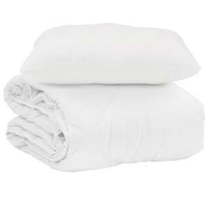 Letní přikrývka s polštářem 2 pcs Bílá Mikrovlákno - obrázek 2
