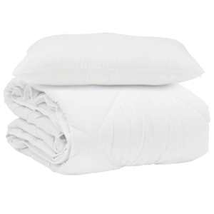 Letní přikrývka s polštářem 2 pcs Bílá Mikrovlákno - obrázek 2