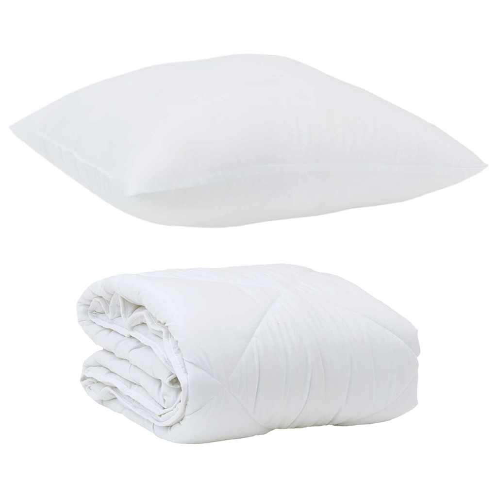 Thumbnail - vidaXL Bettdecke mit Kissen 2 pcs Weiß Mikrofaser