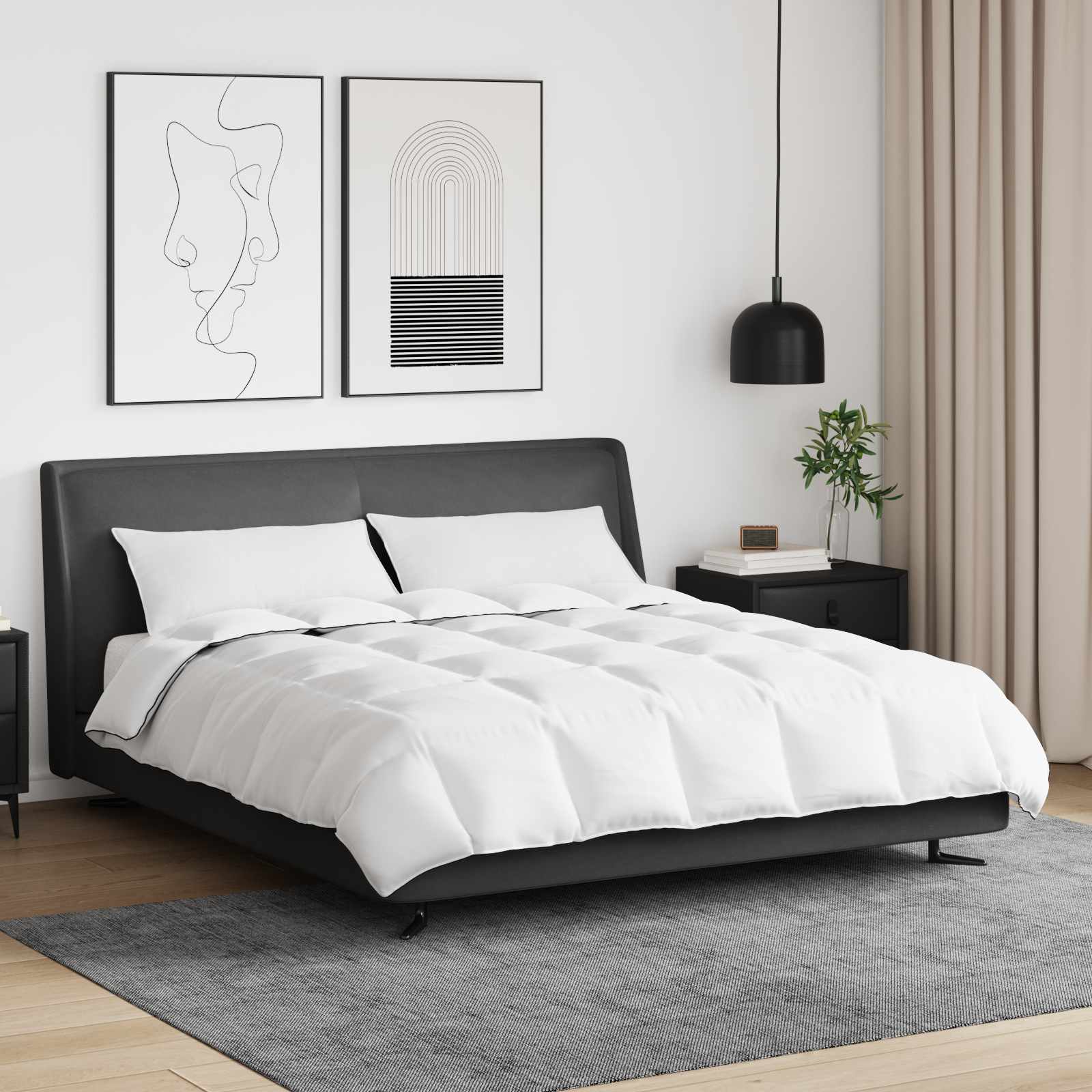 vidaXL Winterbettdecke mit Kissen 3 pcs Weiß Daunenfeder