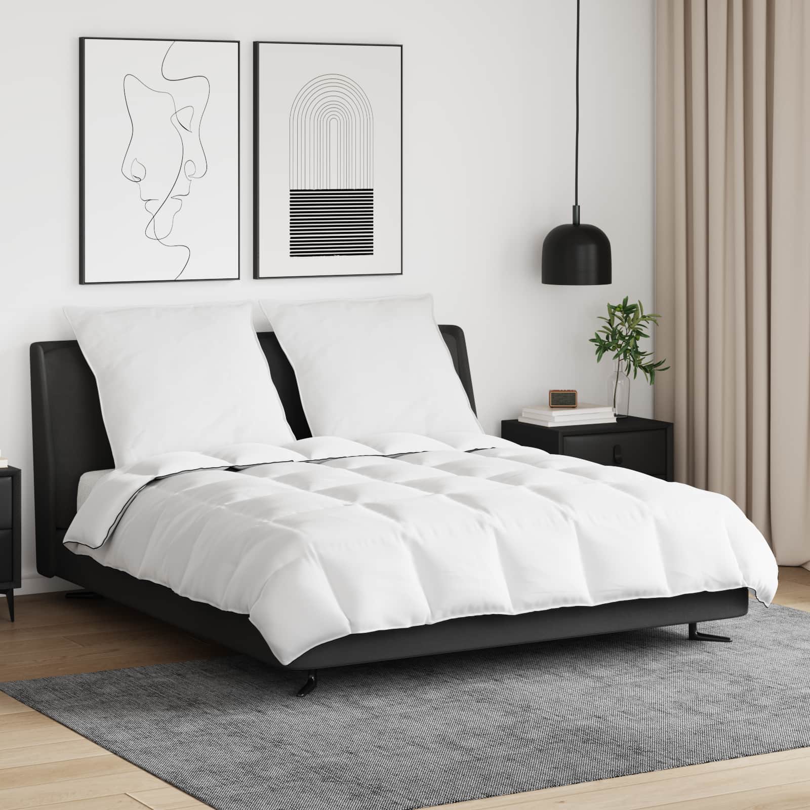 vidaXL Winterbettdecke mit Kissen 3 pcs Weiß Daunenfeder