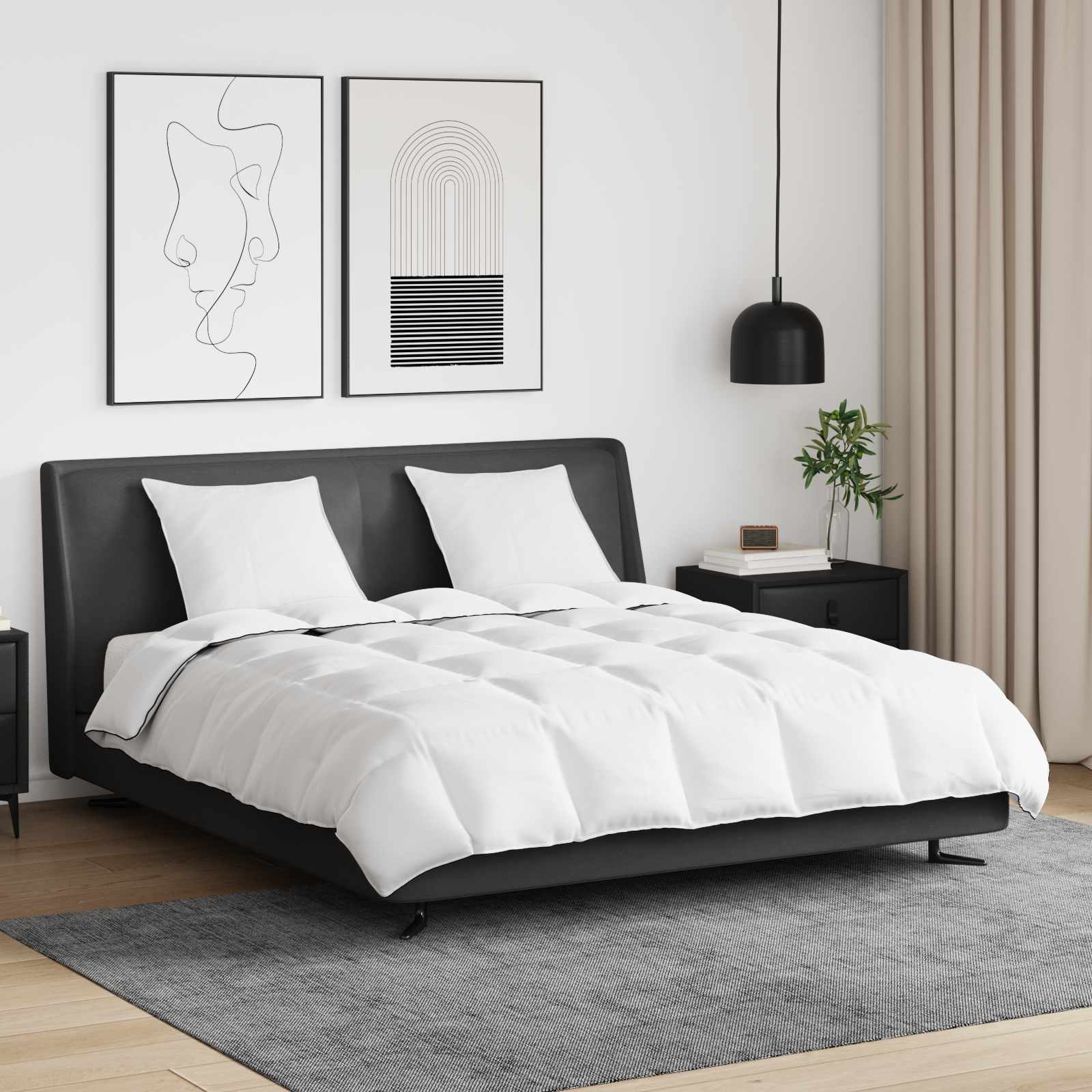 vidaXL Duvet de iarnă cu pernă 3 pcs Alb Pene de rață