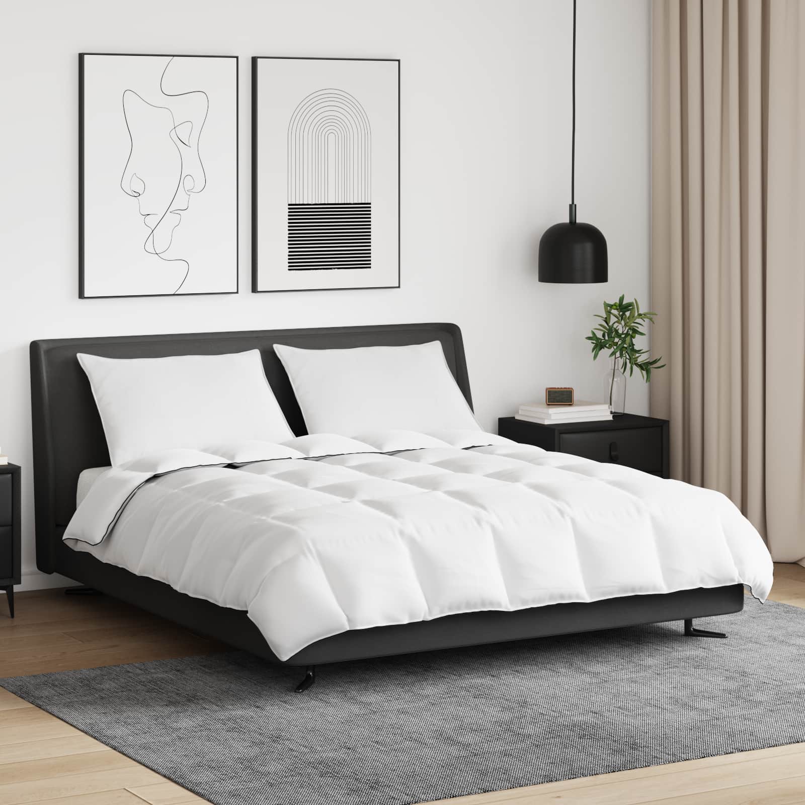 vidaXL Duvet de iarnă cu pernă 3 pcs Alb Pene de rață