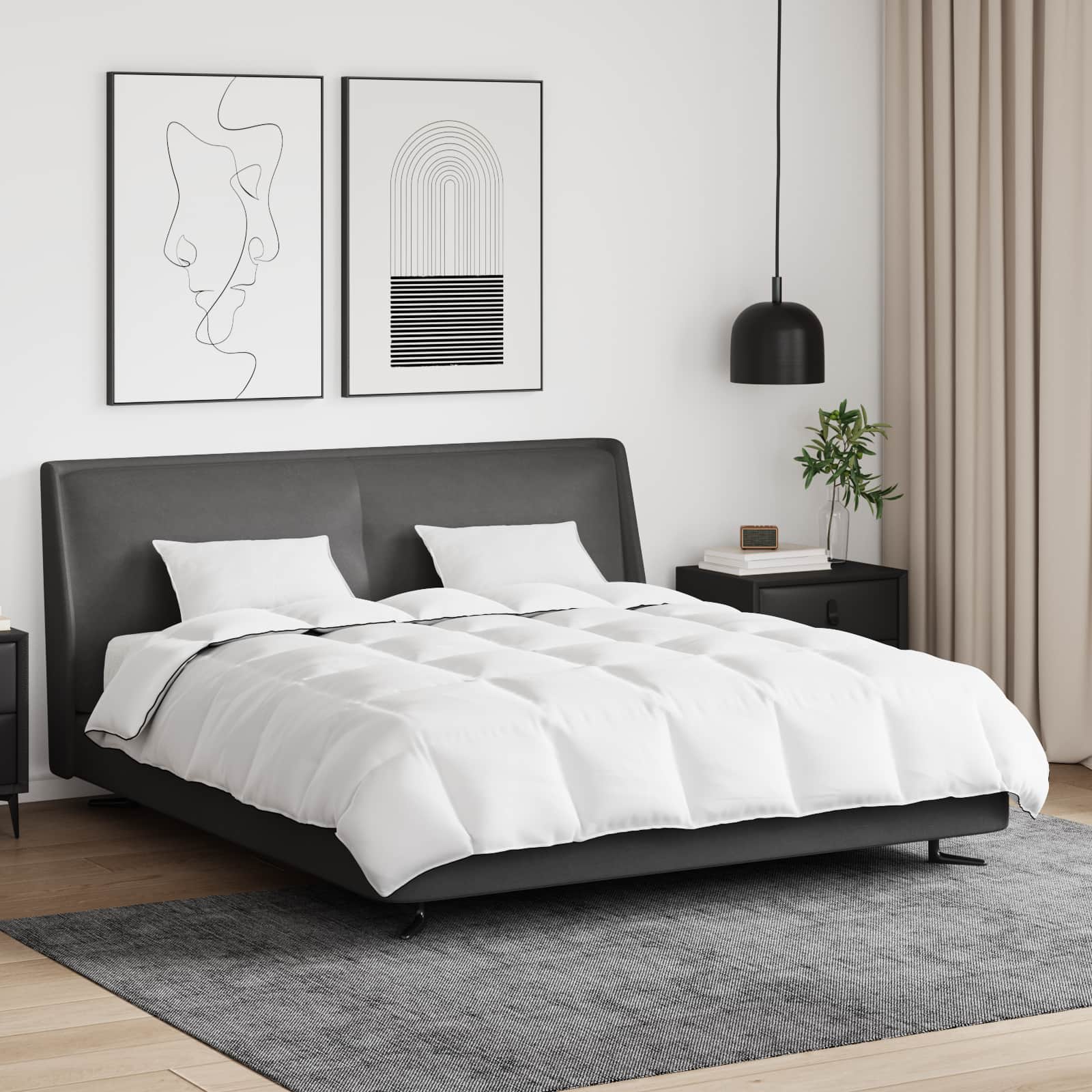 Zimska posteljnina z blazino 3 pcs Bela Perje