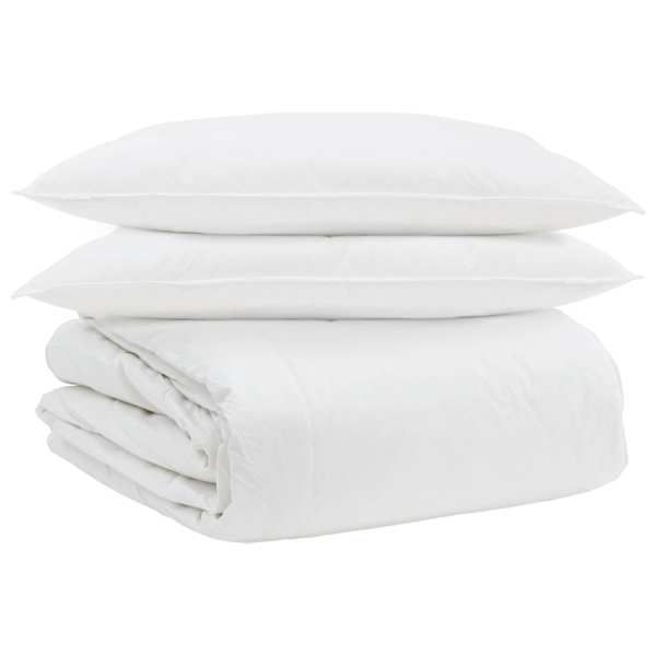 vidaXL Teki komplekt padjaga 3 tk Valge Down Feather