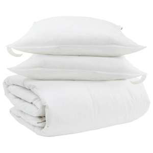 vidaXL Teki komplekt padjaga 3 tk Valge Down Feather