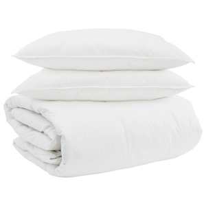 vidaXL Teki komplekt padjaga 3 tk Valge Down Feather
