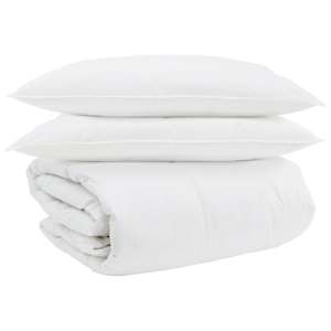 vidaXL Teki komplekt padjaga 3 tk Valge Down Feather